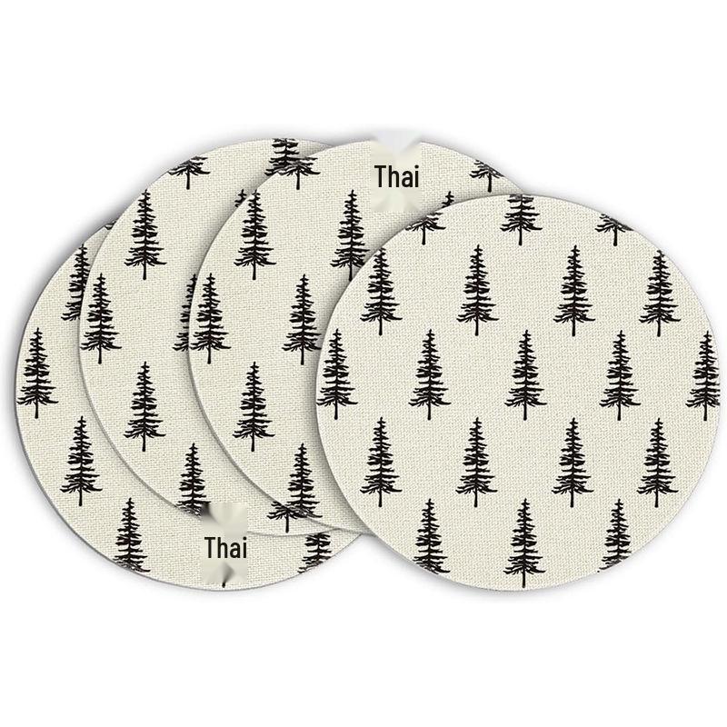 Festive Style Christmas Round Placemats - 4-Piece Set for Holiday Table Decor
