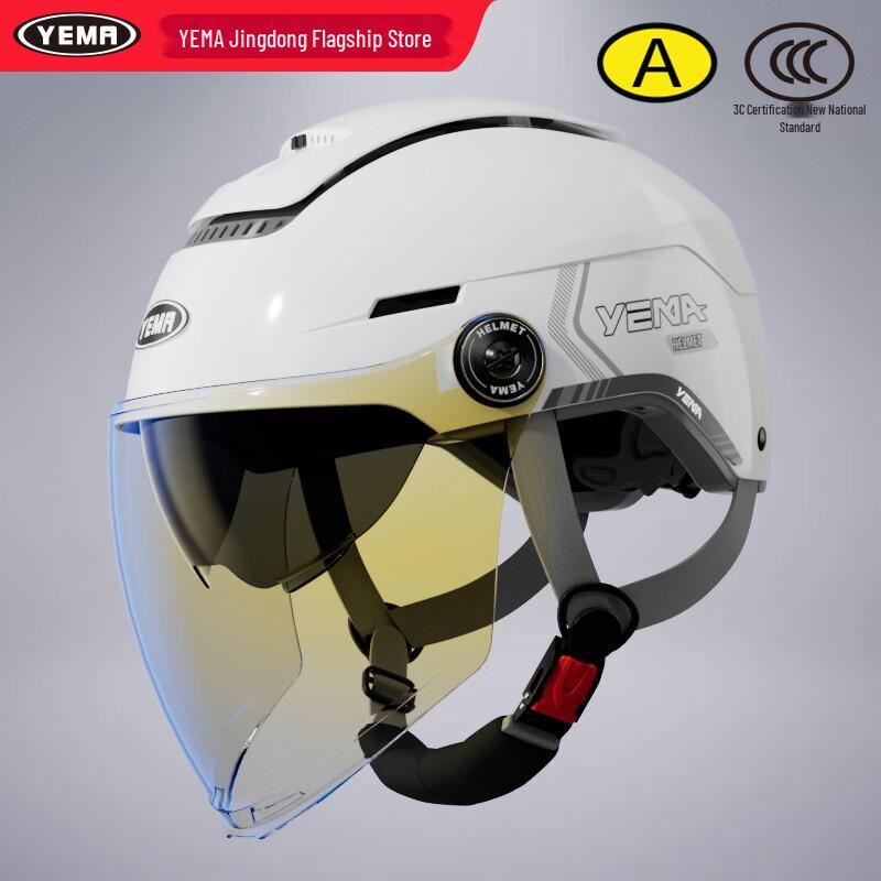 YEMA 370S Dual Visor All-Season Motorcycle & E-Bike Half Helmet