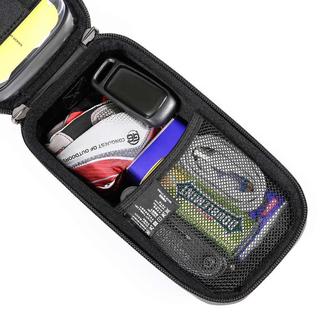 WILD MAN 1L Vodotěsná brašna na rám kola s dotykovou obrazovkou na přední trubce, Ideální pro horská a silniční kola a MTB cyklistiku (E12, Černá)