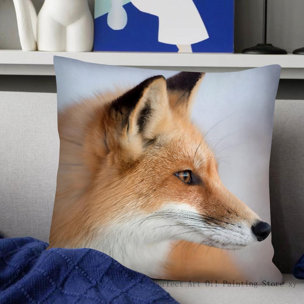 Cute Wild Fox Pillow Case Fashion Square Pillowcase Bedroom Sofa Room Ins Decoration Leisure Cushion Cover 40x40