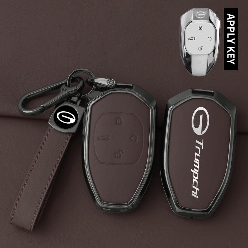 For GAC Trumpchi Key Case GS4 GM8 GA4 GS5 GS3 GA3 GA6 SGS7 GS8 Car Remote Key Fob Zinc Alloy Leather Key Case Case Car Key Case
