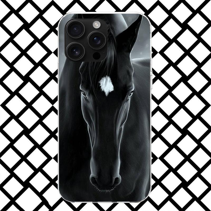 Animal Black Horse Phone Case for iPhone 17 Air 16 16E 15 14 Plus 13 Mini 12 11 Pro Max 7 8 + SE 2020 Soft Cover Fundas 17 Air 1