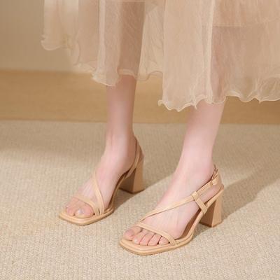 2026 Women's Summer Cross Strap High Heel Sandals Slimming Wedding Banquet Workplace Sandal