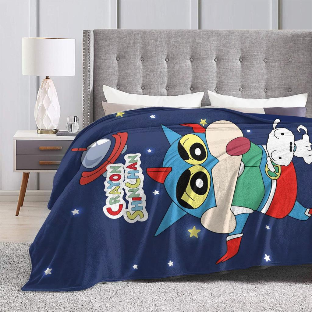 Crayon Shin Chan as Action Kamen Blankets Fleece Summer Air Conditioning Manga Multi-function Throw Blanket for Home Couch Quilt