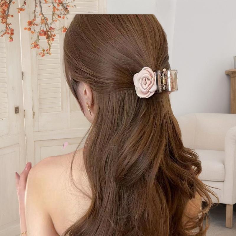 3Pcs Fashion Elegant Romantic Milk Tea Colored Satin Camellia Hairpin New High End Hair Style Grip Clip Chinese Headwear
