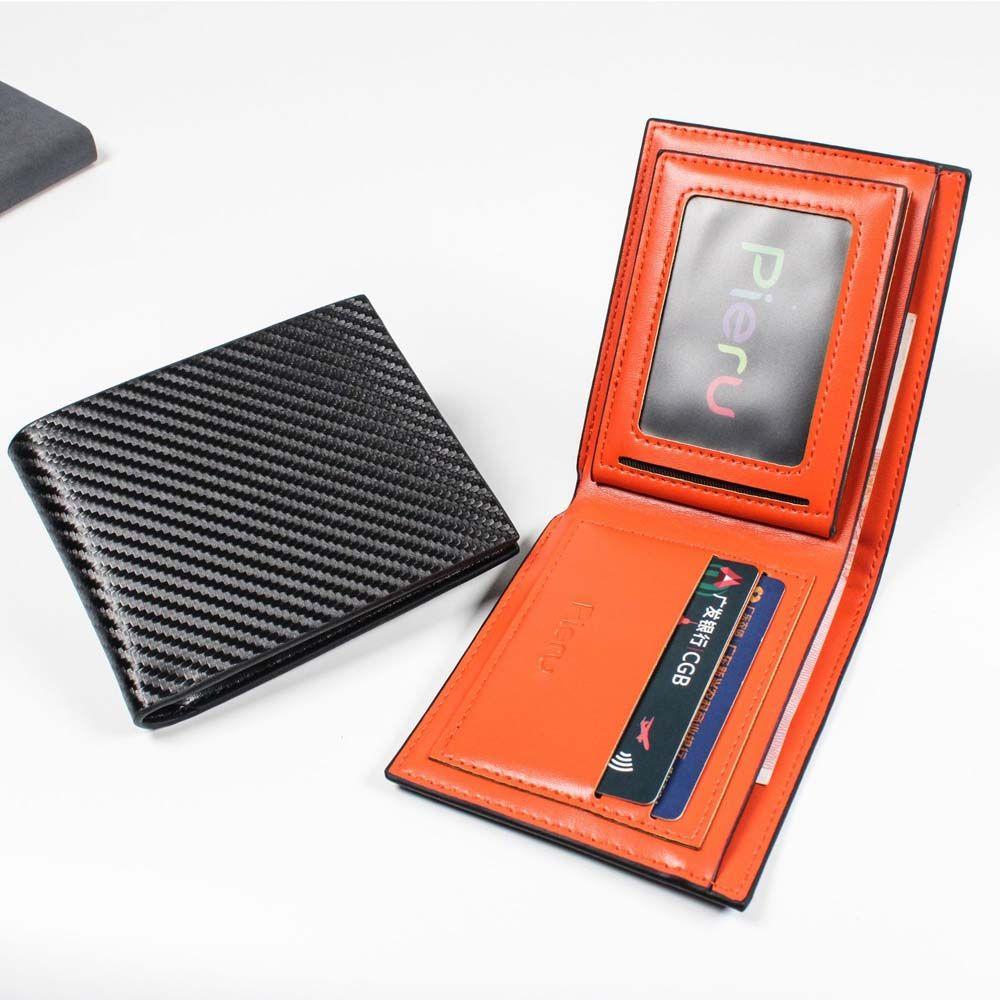 

Large Capacity Money clips Short Men s Wallet Coin Purse Carbon Fiber Wallets ID Credit Card Holder оранжевый