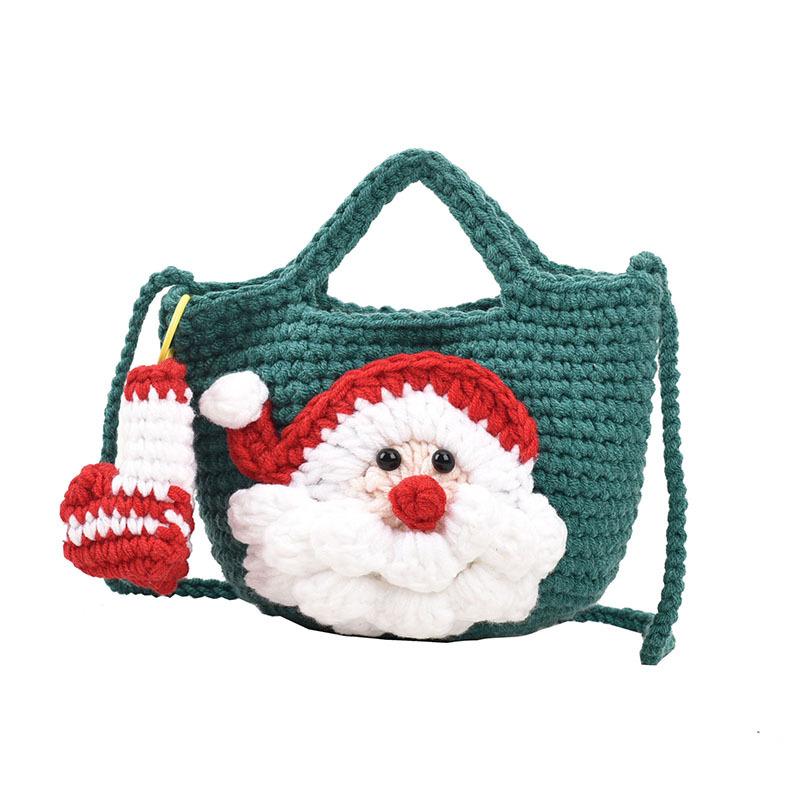 Neue 2025 Mode Cartoon Schultertaschen Weihnachten Handgemachte Garn Gehäkelte Handtasche Kreative Weihnachtsmann Schneemann Kürbis Form Handy Umhängetasche