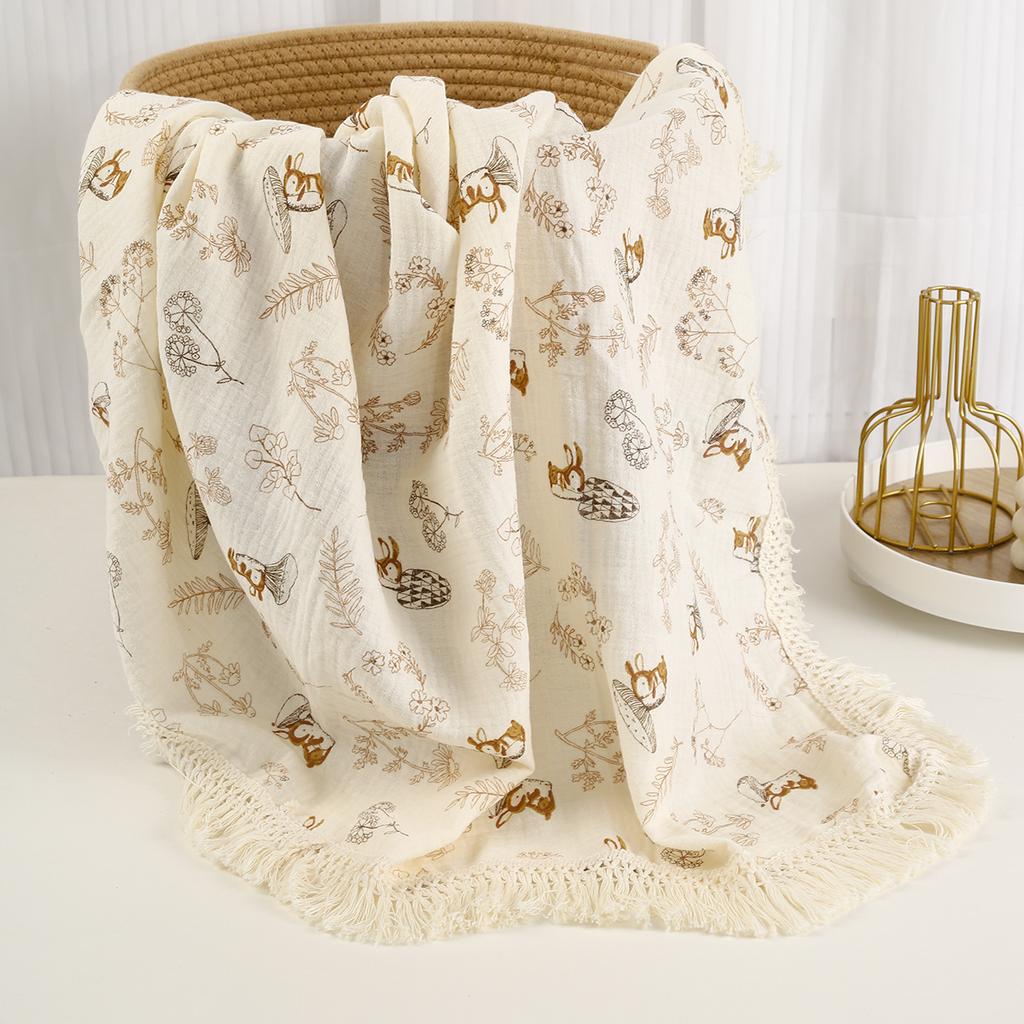 Muslin Baby Swaddle Blanket Cotton Tassel Receiving Blanket for Newborn Baby Items Bedding Swaddle Wrap Babies Stroller Cover
