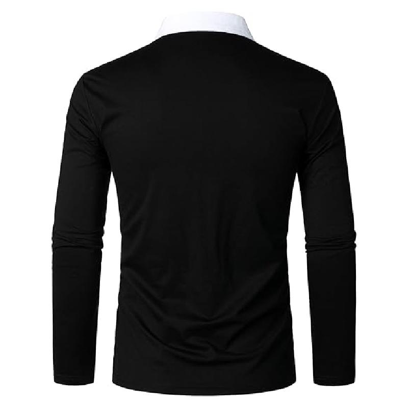Color Blocked Pattern Digital Design Fashionable Men's Long Sleeved Polo Shirt Spring and Autumn Casual Daily Outdoor 100% Polyester Fiber