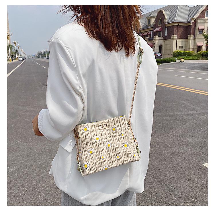 SCIONE Letní slaměná tkaná taška 2020 Nová dámská crossbody taška Western Styl All-match Chain Woven Crossbody taška na jedno rameno