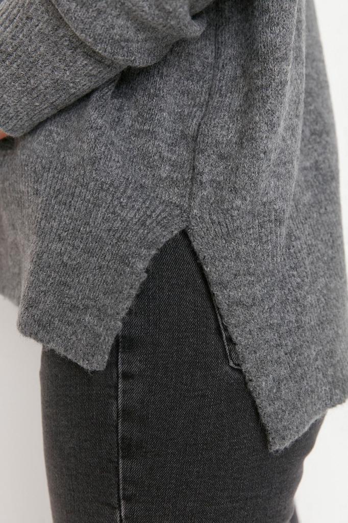 Women's Fashionable Stylish Sweater Khaki Soft Textured Wide Fit Knitwear Sweater