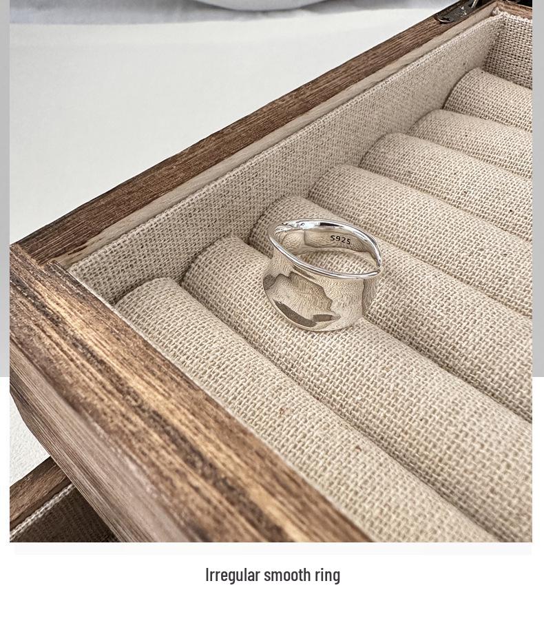 S925 Sterling Silver Textured Curved Ring - Korean Style Fashionable Jewelry