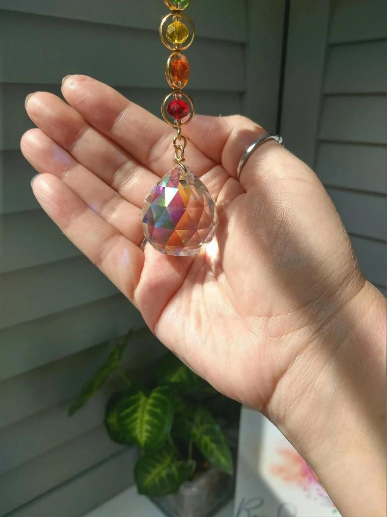 1 buc Crystal Suncatcher Mobil Meditation Home Decor Rainbow Maker Prism Suncatcher (Curcubeul și Fantezia)