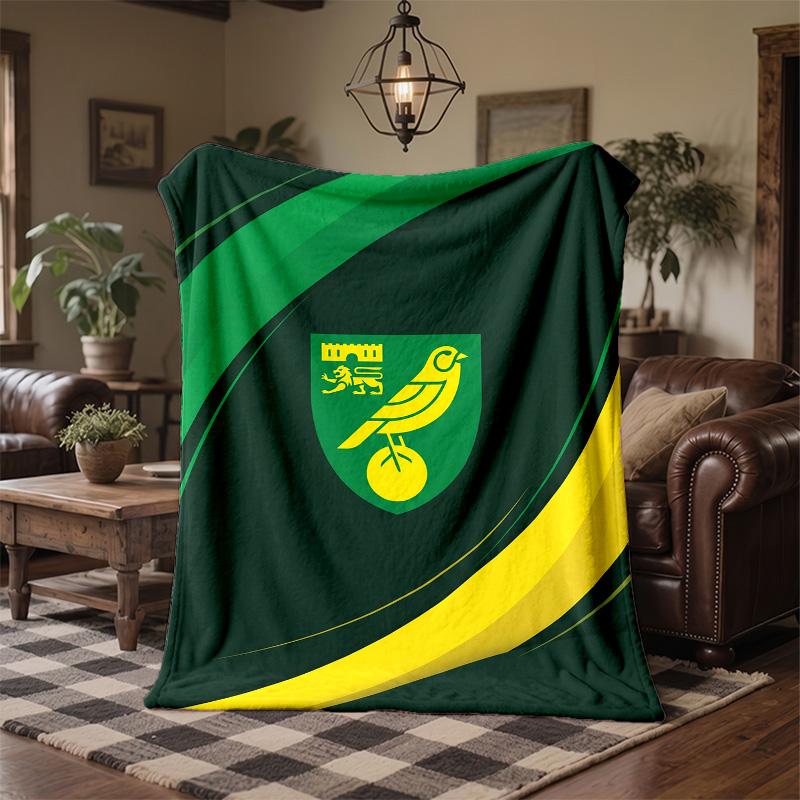 Coperta in Flanella con Stampa del Norwich City Football Morbida Calda Coperta da Divano Letto per Casa Ufficio Camera da Letto