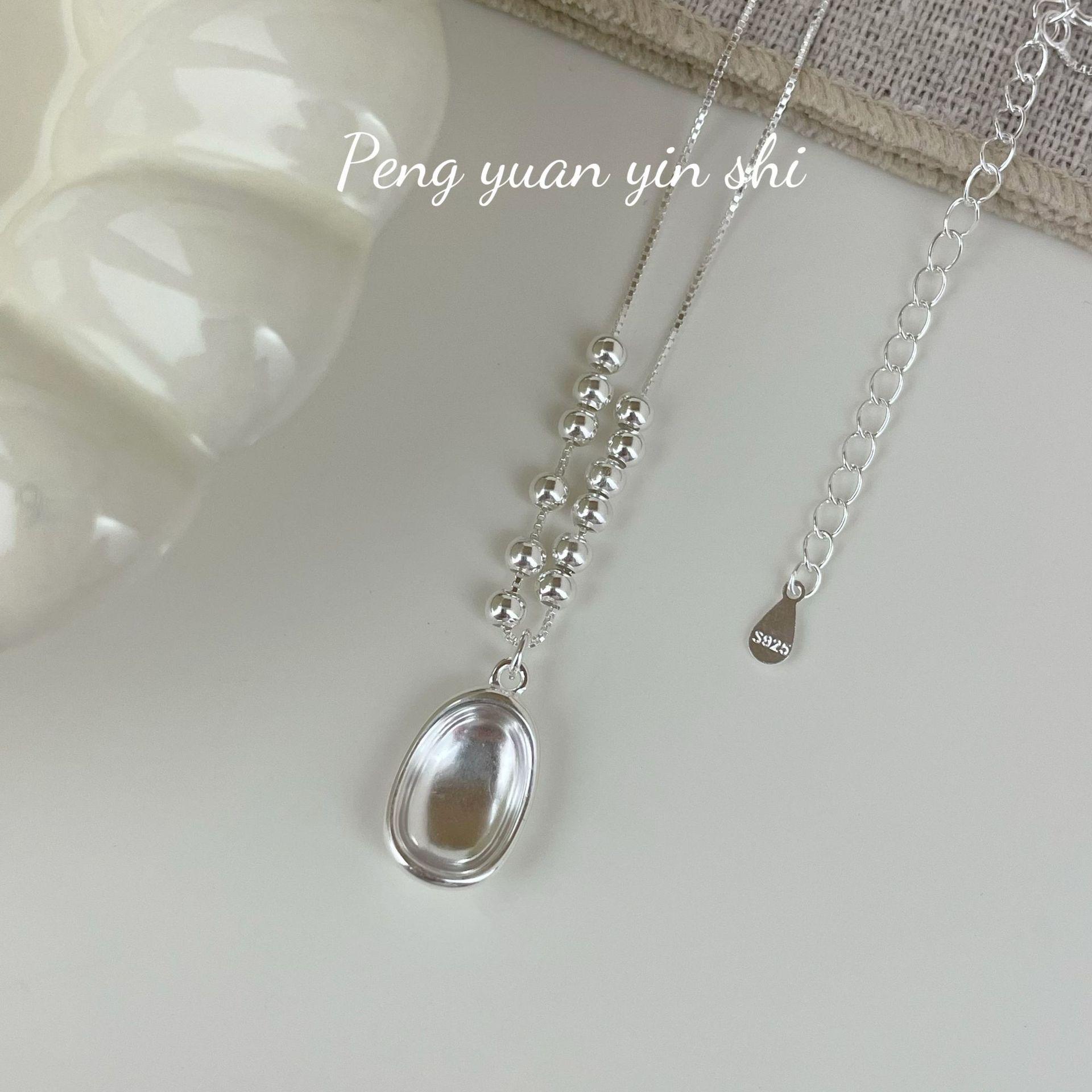 Серебряное овальное колье Su Chuang S925: Простой, Модный Чокер с Роскошным Высококлассным Ощущением для Девочек. S925 Silver