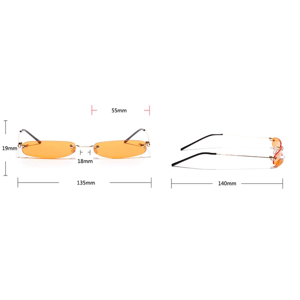 Buy Tiny Narrow Rectangle Sunglasses Women Rimless Candy Color Thin