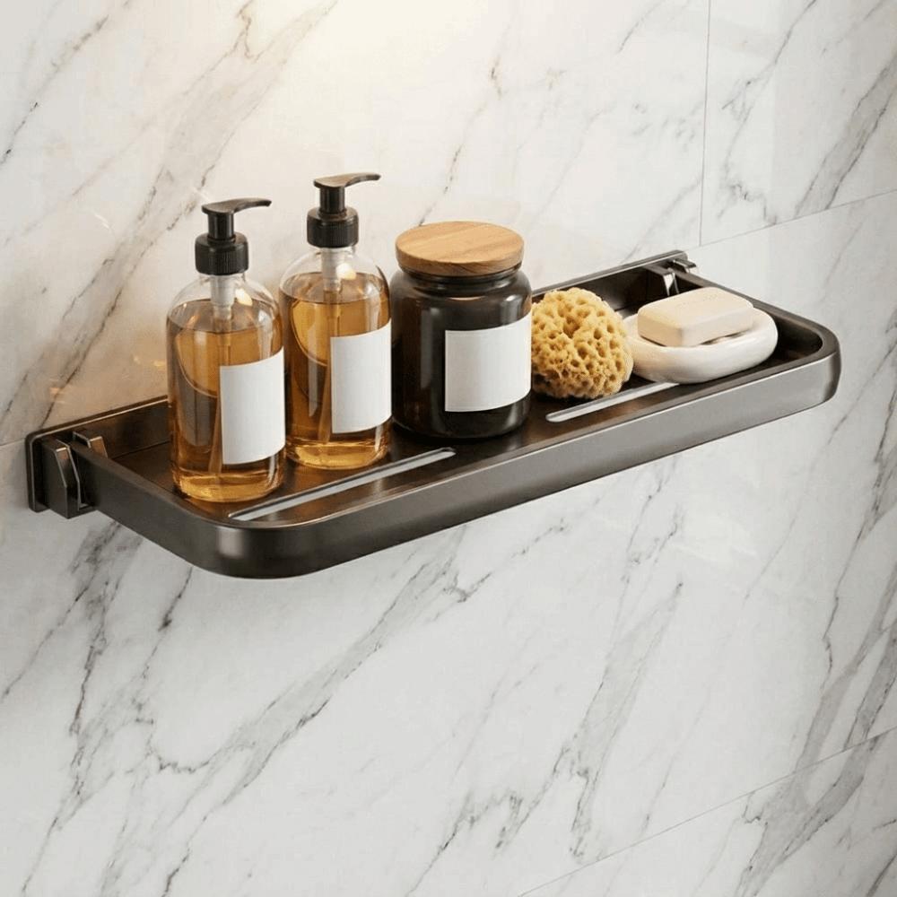 Space Saving Storage Shelf Thickened Wall Storage Rack Bathroom Folding Rack RV Storage