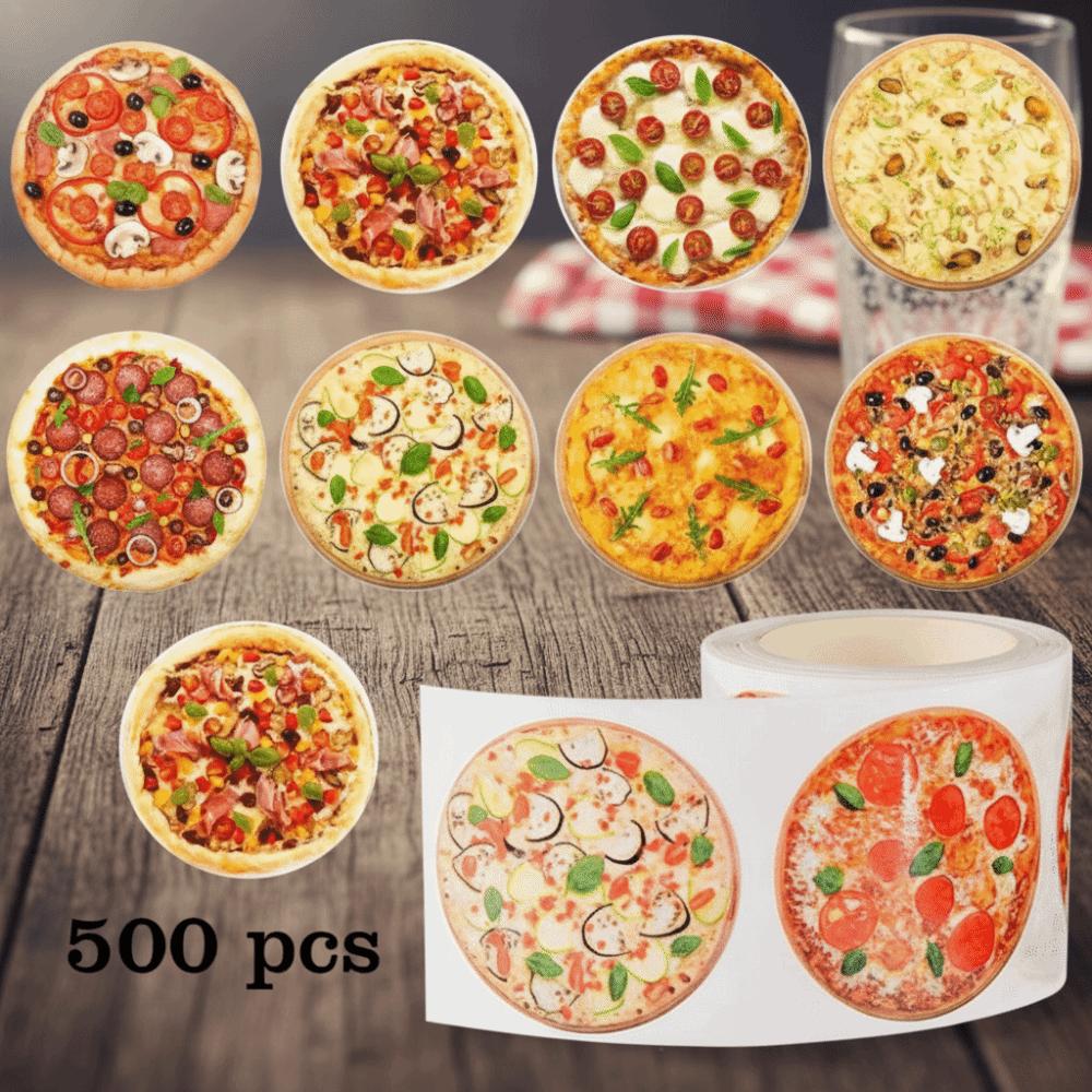 500PCS Round Pizza Stickers Paper Decorative Labels Cute Food Theme Stickers Scrapbook