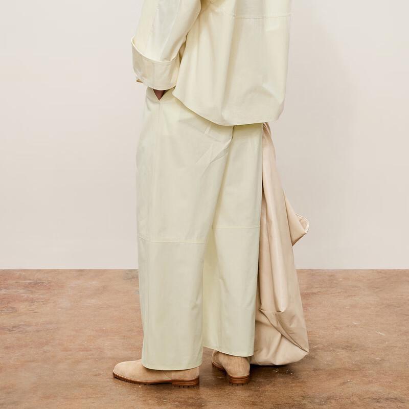 LESS 2024 Autumn Cotton Straight Casual Cropped Pants