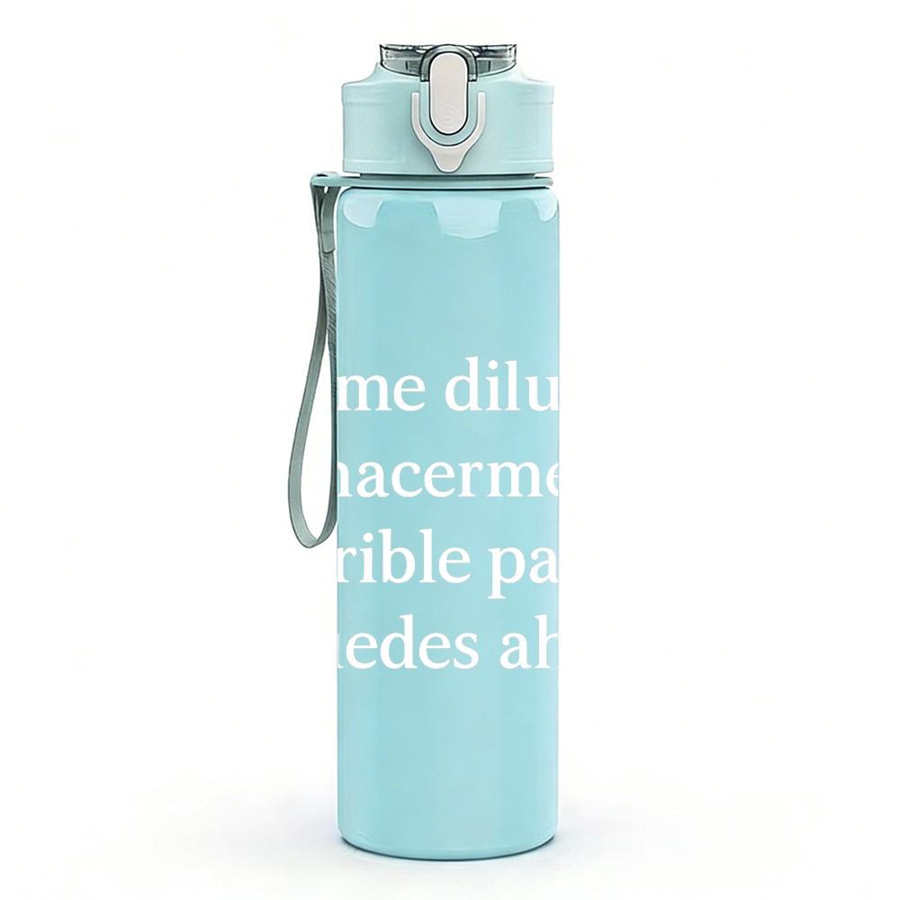 1PC Faint Empty White Outline Print 750ml Color Plastic Sports Water Bottle Leakproof Flip Straw Lid Suitable for Sports Office Home Use
