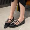 Fashion Red Footwear Fashion T-Strap Ladies Mary Janes Flats Shoes Pointed Toe Female Butterfly-Knot Shallow Flats Shoes For Women New