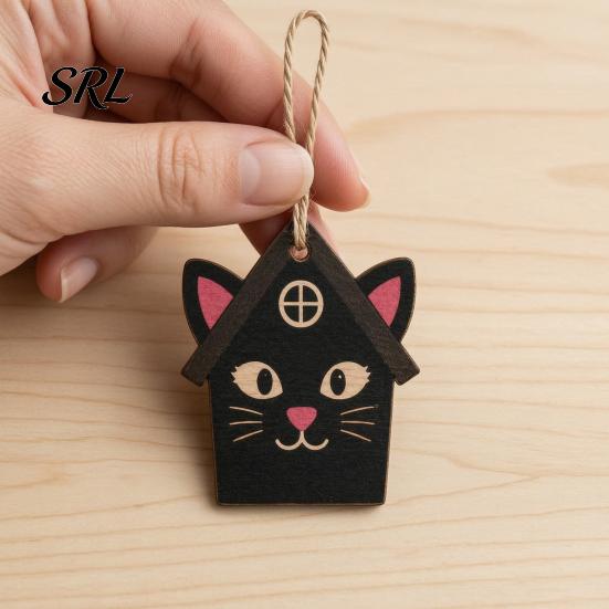 Natuurlijk Massief Hout Hangend Decor Vintage Halloween Houten Ornamenten, Rustieke Spookachtige Geest Pompoen Uil Schedel Ornamenten Decoratie voor Open Haard