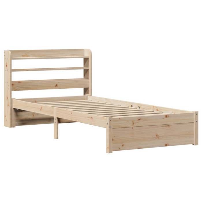 VidaXL Bed Frame with Headboard 90x190 Cm Solid Pine Wood, Bed, Solid Wood Bed Frame, Bedroom Furniture At 3306722