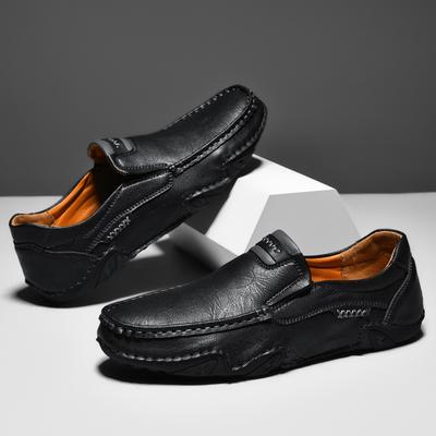 Hollow Hand-stitched Men's Shoes Outdoor Casual Shoes One-pedal Flat-soled Leather Shoes Low-top Large Size