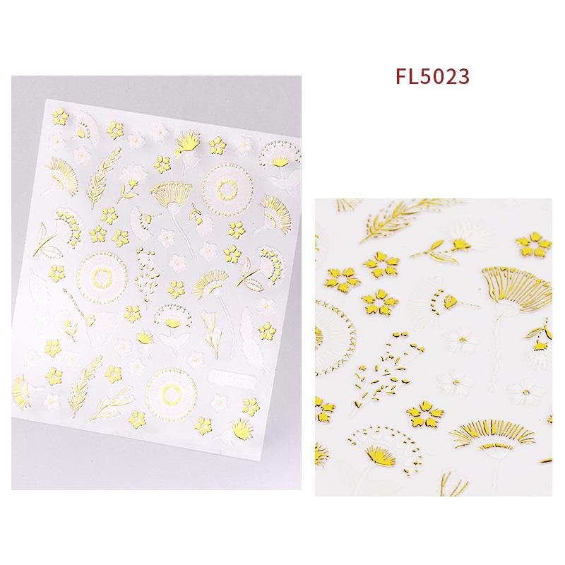 1pc 3D Nail Stickers Spring Summer Natural Flower Leaves Simulation Dried Flower Dragonfly Nail Applique Water Slides Decoration