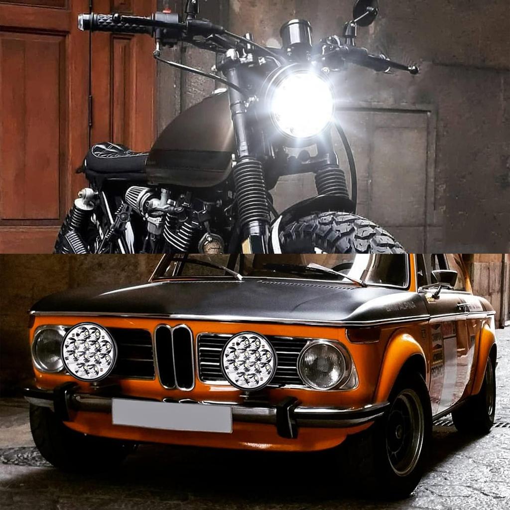 Aoling LED Headlight for Harley Compatible with and H5001XV High Auxiliary LED Work Universal Round 1 Piece 5.75-inch Davidson, High/Low Mode,