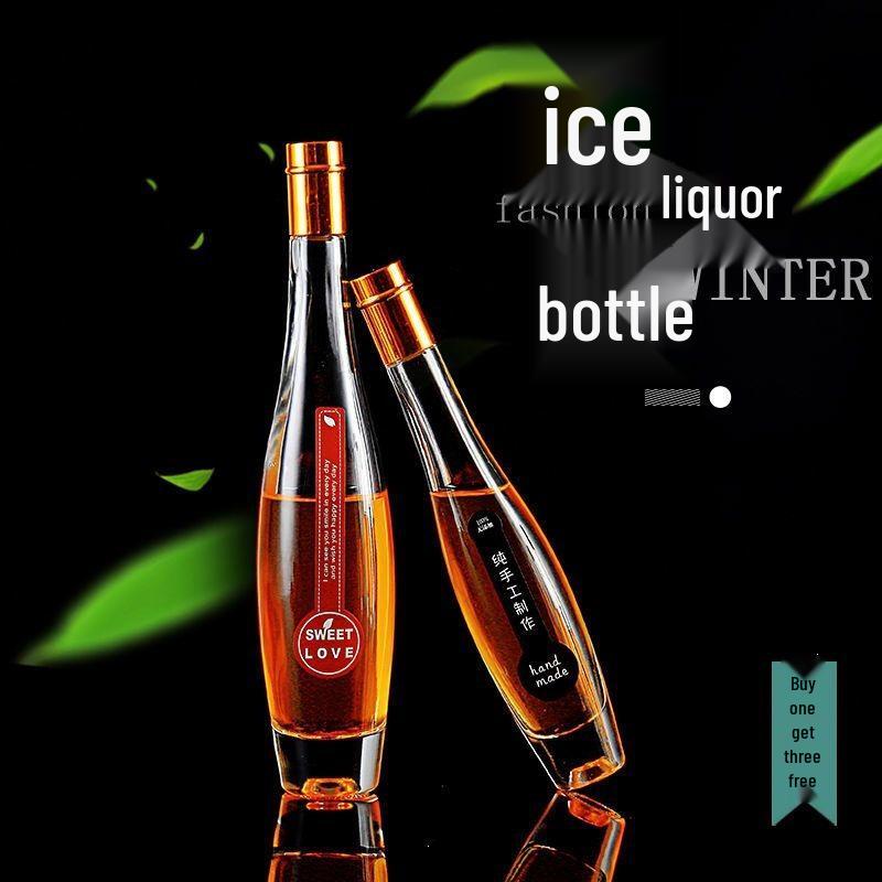Creative High-End Glass Wine Bottles: 375ml & 500ml for Ice, Red, and Fruit Wines