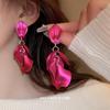 Silver Needle Rose Petal Long Tassel Earrings - European & American High-End Style