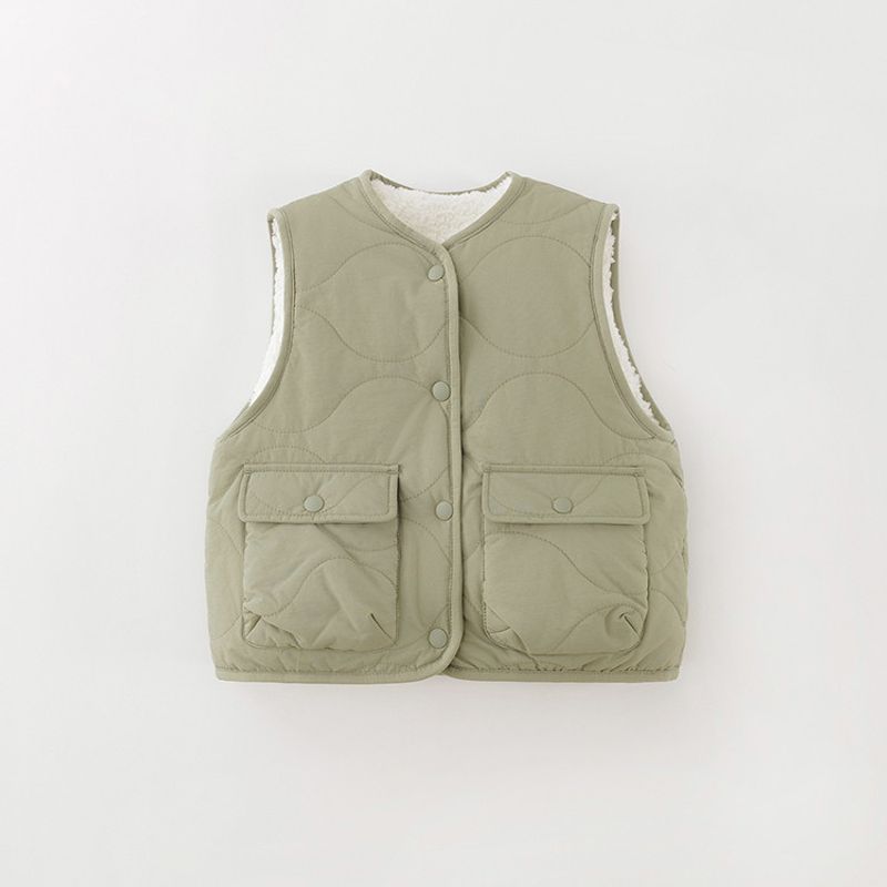 [Double-Sided Wear] Mark Jenny Boys and Girls Soft Cotton Velvet Vest Baby Jacket 2025 Autumn and Winter New Style 551781 Mugwort Green 110