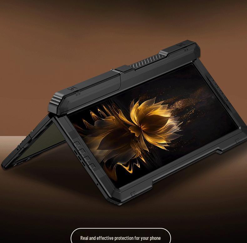 Z-Fold7 Z-Fold6 Tri-Proof Metal Phone Case: Full-Wrap, Stand, Hinge Protection, Anti-Fall Shell.