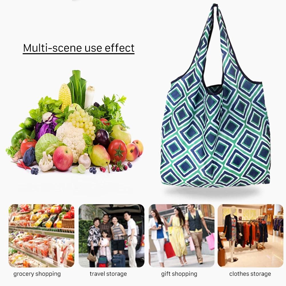 Foldable Reusable Eco Shopping Bag Large Capacity Shoulder Tote Pouch for Grocery Beach Toy Storage Eco-friendly Grocery Package