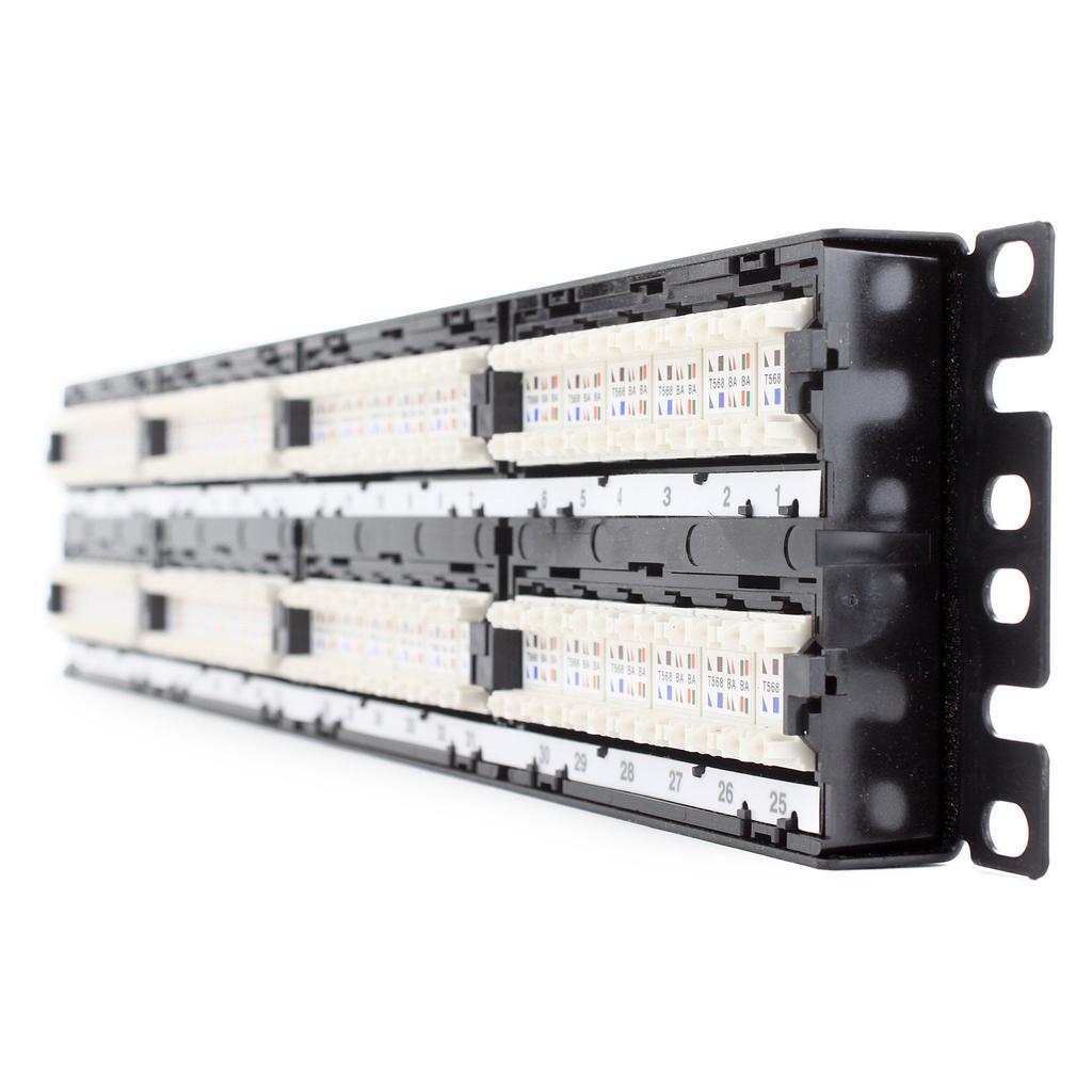 Panduit DP485E88TGY Category-5E 48-Port Flat Punchdown Patch Panel, Black