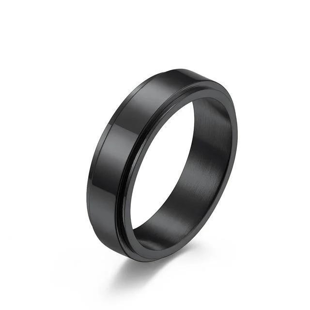 Trendy Punk Anxiety Ring for Women And Men with Moon Design Stainless Steel Anti-Stress Fidget Ring Fashionable Rotating