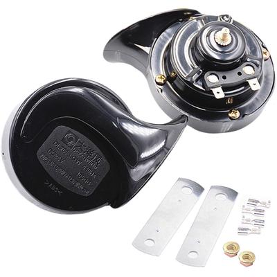 UP-BASE European 24V Roaring Yankee Horn, Electronic Horn, Truck, Horn, Loud Volume, Black, Black Stays Included, Set of 2