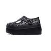 Mesh Breathable Sequins Women's Platform Shoes Women's 2025 Summer New Muffin Shoes Velcro Low-top Round Head Solid Color