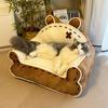 Cartoon Bear Cat Nest Comfortable Cat Sleeping Sofa Winter Velvet Thicken Warm Safe Pet Bed House Accessories Dog Mat Habitats