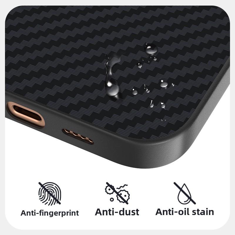 Magnetic Carbon Fiber Leather Phone Case for IPhone 16 15 Plus 14 13 Pro Max Hard Shell Protective Cover