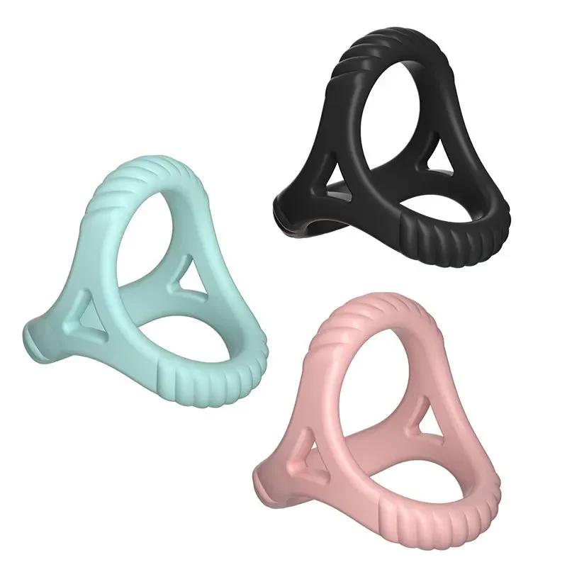 3 Holes Penis Cock Ring Sex Toys For Man Delay Ejaculation Erection Dick Enlarger Reusable Semen Stretcher Massager Cock Rings