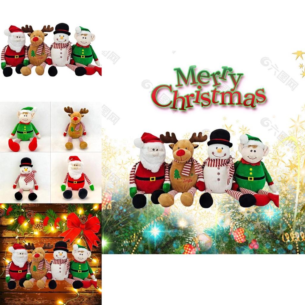 Festive Plush Santa Snowman Elk Doll Decorative Toy For Christmas