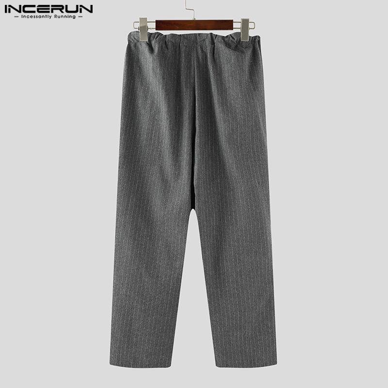 INCERUN Men Drawstring Belt Waist Striped Casual Drop-crotch Pants Long Trousers