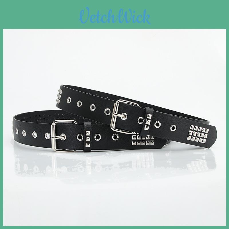 Punk Style Faux Leather Belt For Men Women With Metal Pyramid Rivets And Iron Buckle For Casual Wear