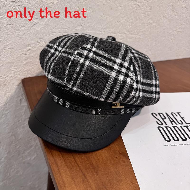 

Vintage Artistry Octagon Cap For Women With Grid Design For Autumn And Winter