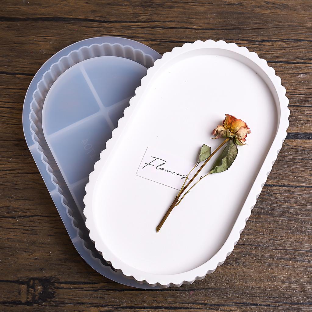 Ovales Tablett Silikonform DIY Streifen Schmuck-Ausstellerform Gießformen Gips Harz Bastelherstellung Untersetzer Heimdeko Zubehör