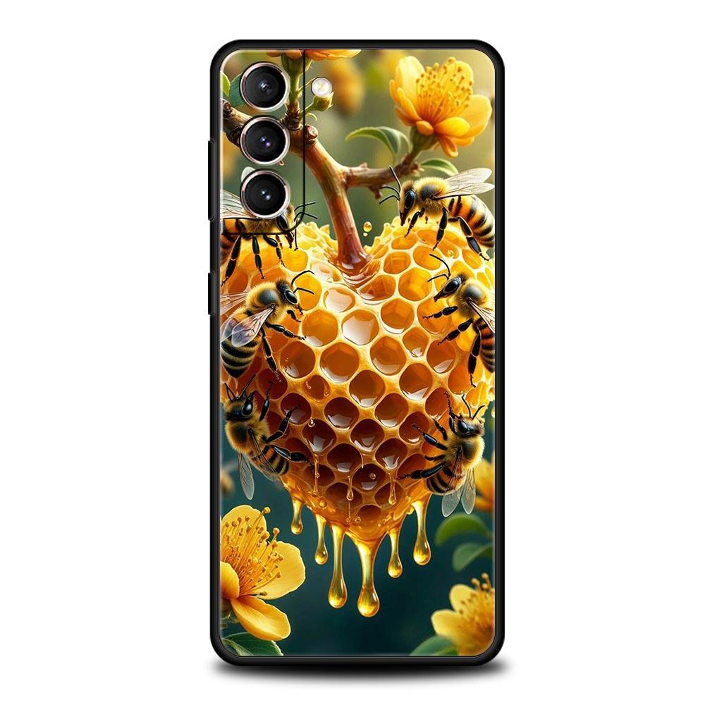 Honeybee Flower Pattern Phone Case Cover for Samsung Galaxy S26 S25 S24 S23 S22 S20 S21 FE Ultra S25 Edge Plus 5G Soft TPU Shell