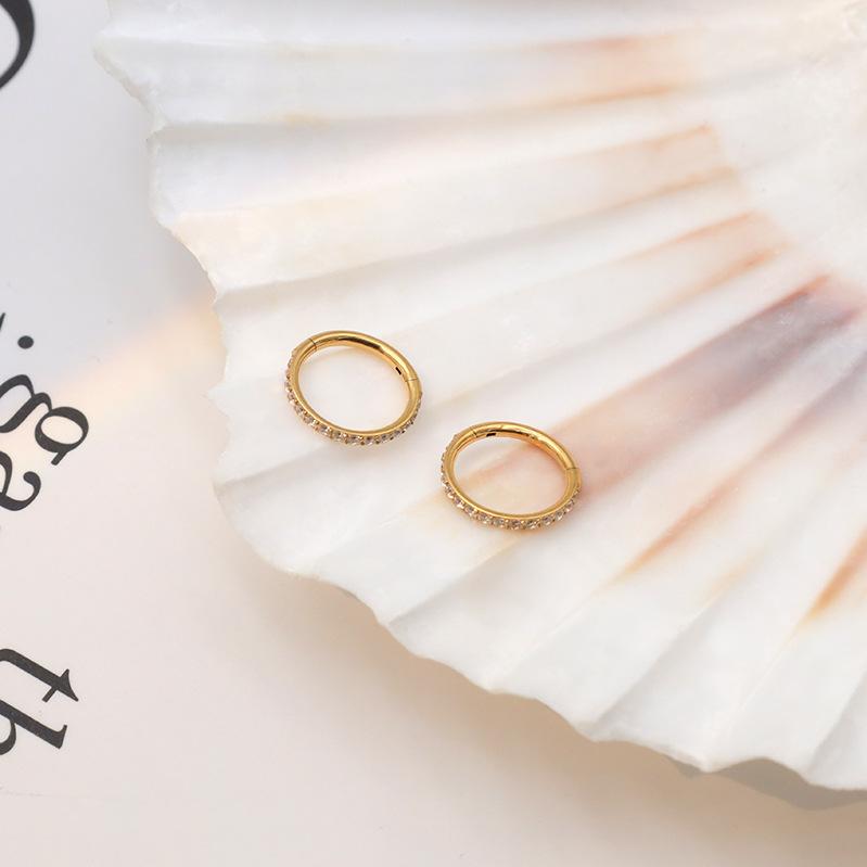 Diamond Simple Temperament Zircon Nose Ring Multi-Size Personalized Men'S And Girls Earrings Piercing Jewelry