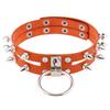 Double Line Rivet Spiked Choker, Cool Punk Hanging Ring Faux Leather Neckband